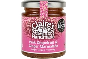 Claire's Handmade - Pink Grapefruit & Ginger Marmalade (227g) - Great Taste Award Winning Bright, Tangy & Refreshing Treat, Suitable for Vegetarian, Vegan & Gluten Free Diets, GMO Free