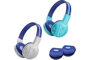 2 Pack of SIMOLIO Kids Headphones Wireless with Share Port, Bluetooth Headphones Kids with EVA case for School & Travel, Wireless Children Headphones for Boys, Girls, Teenagers (Mint+Grey)