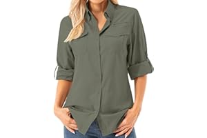 Asfixiado Camicetta da donna UV UPF 50+ Safari Abbigliamento Camicetta da trekking da donna Outdoor Cooling Quick Dry Protezione solare a maniche lunghe