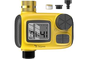 TRJZWA Programador de Riego Automático, Sistema de Riego Automático, con 3 Programas de Riego Independientes, Jardín Temporizadores de Mangueras de Riego, Pantalla LCD/Función de Retardo de Lluvia