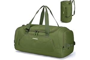 Lyweem Mens Sports Gym Bag with Shoes Compartment and Wet Pocket, 40L Medium Travel Duffle Bag Backpack for Women, Waterproof Sports Duffel Holdall Bag for Workout Fitness Training Weekender, Green