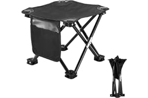 Bwetomk Portable Folding Camping Stool, Folding Stool, Lightweight Foldable Stool with carrying Bag & Waterproof Pocket, For Camping, Fishing, Hiking, Garden, BBQ, Picnic, Sketching, Hold Up 180 KG