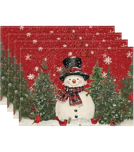 Sets De Table De Noël Lot De 4 - 32x45 Cm - Résistants à La Chaleur Et Lavables - Décoration Festive Pour Repas De Fête