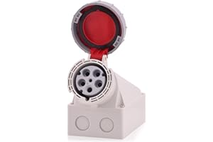 INTRATEC 100% SHOPPING Intratec presa da parete CEE 63A 400V 5 poli IP67 6h rosso/grigio IEC60309, qualità industriale