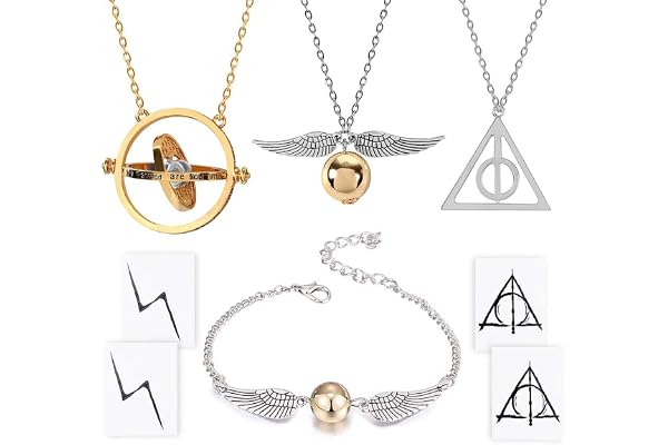 4 pièces collier Bracelet avec les reliques de la mort serpent d'or temps Turner chaîne pendentif collier pour fans inspirés collections de cadeaux