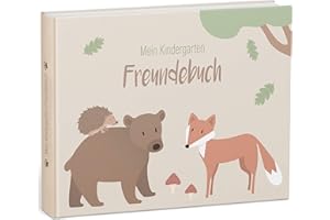 mintkind® Libro degli amici "My Friends" Foresta | per l'asilo ragazzo e ragazza | Libro dell'amicizia da compilare | Amici dell'asilo
