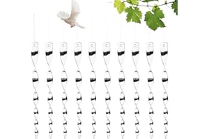 DYMHQ 10 Pièces Spirale Anti Oiseaux Argenté Efficace, 29.5cm Tiges Réfléchissantes de Dissuasion des Oiseaux, 360 Degrés Effaroucheur Répulsif Pigeons pour Balcon Arbres Fruitiers Potager