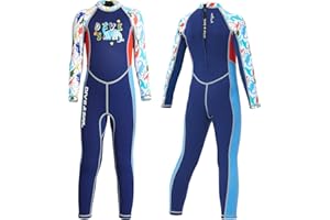 Joysummer Niño Traje de Neopreno Completo de 2mm - Niños Niñas Neopreno y Lycra Manga Larga/Corta Trajes de Térmicos de Una Pieza Protección UV Elástico para Niños Deportes Acuáticos