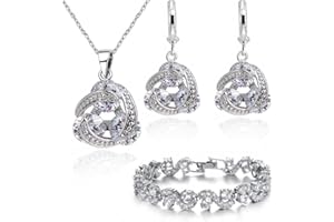 Crystalline Azuria Juegos de Joyas para Mujeres y Niñas Joyería Boda Juegos de Joyas con Collar Pendientes Pulsera para Esposa Novia