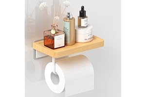 AIKER Portarrollos Papel Higienico,Portarrollos De Papel Higiénico De Madera Natural Taladrar, 20cm Exquisito Portarrollos De Papel Higiénico De Madera Maciza Europea