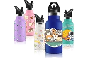 VIKASTAR Vikaster Borraccia Termica con Cannuccia, Borraccia Termica Bambini in Acciaio Inox Senza BPA, 350ml, 12H Caldo/24 Freddo, Adatto a Ragazzo, Ragazza, Scuola, Parco Giochi, Parco Divertimenti
