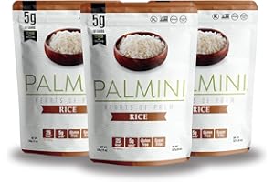 PALMINI Riz - Cœurs de palmier – Vegan | Sans OGM – Faible en calories – Faible en glucides – Keto – Sans Sucre – Casher – 338g | (Pack de 3)