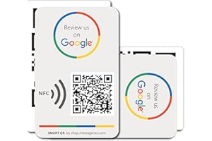 MESSAGENES | Tarjeta PVC Reseñas Google QR y NFC | Tarjeta Placa Codigo QR Reseñas Google + Info | PACK 2 Unidades | Tarjeta de Negocio QR y NFC Google + Info | Gana Reseñas con la Tarjeta NFC Google