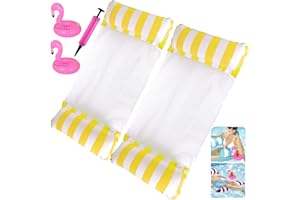 QDRECLOD 2PCS Flottantes Hamac Gonflable Bouées et Matelas Gonflables Hamac Flottant Chaise Longue de Piscine Flottantes Portable Flotteur Gonflable Piscine avec la Pompe & Porte-gobelets Gonflables 2 Pièces