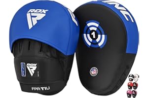 ‎RDX RDX Handpratzen Kampfsport Boxen MMA Training, Maya Hide Leder, Boxpads Schlagpolster Kickboxen Boxpratzen Weiß Schwarz, Trainerpratzen Handschlagpolster Boxing Pad, Schlagkissen Taekwondo Muay Thai