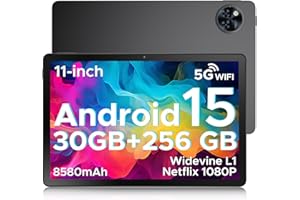 DOOGEE U11 PRO Android Tablets, 30GB RAM + 256GB ROM/2TB, Unisoc T7200 Octa-Core 11 Inch Tablet, 8580mAh Large Battery, 90Hz IPS Screen, 13MP+5MP Camera, Widevine L1/3.5mm Jack/Face Unlock/FM/OTG