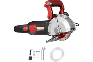 VEVOR väggfräs, 4 800 W slitmaskin med laserguide 6 500 varv/min, max. Spårdjup och bredd 41 x 42 mm, betongspårskärmaskin med 8 sågblad och vattenpump