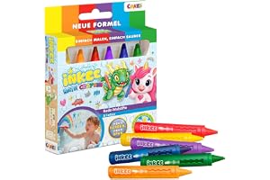 INKEE Toys badpennor för barn 6 färger – badleksak från 3 år | 6 x badpennor för kakel och badkar, lätt att torka av, dermatologiskt testade, barnbadleksaker