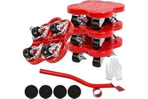 Gyism Furniture Movers 400KG Capacity for Heavy Items with 4 Wheels, Furniture Sliders Moving Wheels Set for Moving Equipment Heavy Appliance Refrigerator Sofa, Furniture Rollers (Red)
