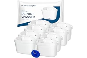 Wessper Wasserfilter Kartuschen 8er Set | Kompatibel mit Brita, Dafi, Philips und Aquafloow Wasserfilterkannen | Reduziert Chlor & Kalk für reineres Trinkwasser | Kompatibel mit Wasserfilterkannen