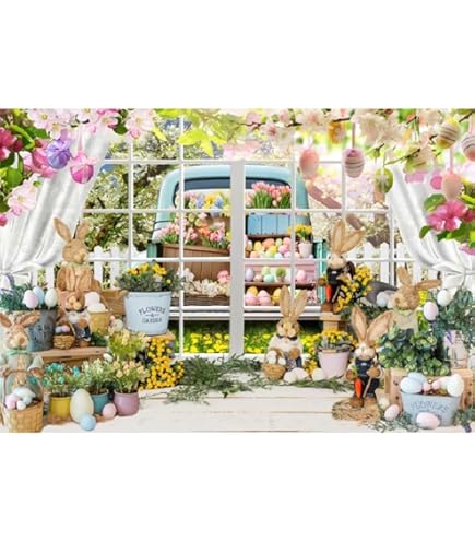 Sfondo Fotografico Pasqua | Prato Verde, Uova E Coniglietti | 2,1x1,5 M Per Feste E Compleanni - Foto 5