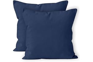 ENCASA XO Encasa Set di 2 federe per cuscini in cotone I 18x18 in (45x45 cm) - Scotch Blue I Senza inserto I Tinta unita Square Federe I Lavabili in lavatrice | Solo per uso interno