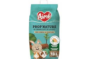 AIME Aimé - Lettiera animali di piccola taglia, lettiera coniglio, lettiera criceto e altri - PROP'Nature 10 L - Lettiera in pellet biodegradabile e super assorbente (l'imballaggio può variare)