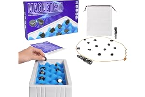 Pumwoy Magnetisches Schachspiel, Magnetic Chess Game, Puzzle Checkers Spiel, Pädagogisches Dame-Spiel, Tragbares Schachbrett für Party, Familienspiele, Reisen, Drinnen und Draußen