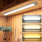HyMark 40cm Sens&ouml;rl&uuml; Al&uuml;minyum USB Şarjlı LED Gece Lambası 3 Renk Kısılabilir Mutfak Dolap Tezgah