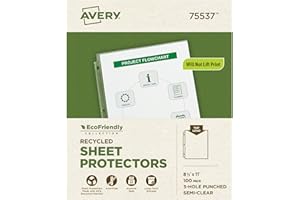 Avery 75537 Półprzezroczyste ochraniacze na arkusze z recyklingu, obciążenie od góry, 100 ochraniaczy dokumentów (75537)