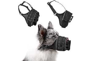 OneTigris Maulkorb für Hunde, Leicht und Weich Maulkorb füttern und Trinken erlaubt, Für das Sozialisierungstraining, Atmungsaktive Haustier Maske, Klettverschluss, schützt vor Bellen & Beißen (M)