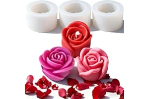 JDH SILICONE stampi per candele a forma di rosa,3 pezzi 3D per decorare torte, stampi candele fiori stampi per sapone per realizzare cioccolatini, stampo silicone rosa grande caramelle für seifen blumen