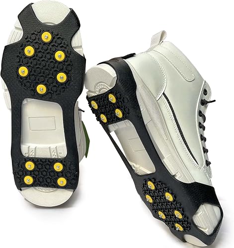 Universal Steigeisen 10 Zähne – Anti-Rutsch Schuhspikes für Winter, überziehbare Stretch-Ice-Grips für Schuhe & Stiefel, ideal für Schnee, Wandern & Spazieren