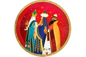 PARTYLOSOPHY OH Yeah - 8 Unidades - Plato Cartón Reyes Magos - Decoración Reyes Magos - Mesa Decoración Reyes Magos - 17 cm - Plato desechable - DISEÑO ÚNICO