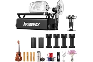ATOMSTACK R3 Pro Laser Rotary Roller, módulo auxiliar de grabado para grabador láser, rodillo giratorio de eje Y de 360 ° para tallado de objetos cilíndricos/redondos/de gran tamaño