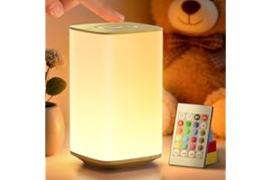 Auxmir Lampada da Comodino Touch, Luce Notturna Bambini con 256 Colori RGB Regolabili, Abat Jour da Comodino Ricaricabile 4000mAh per Crea Atmosfera, Camera da Letto, Soggiorno,Campeggio