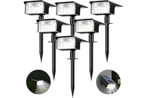 nipify 6 Pezzi Faretti Solari a LED da Esterno con Sensore di Movimento, 62LED 3 Modes Lampade Solare da Giardino Potenti, IP65 Impermeabile Luci Solari per Cortile, Vialetto, Bianco Freddo