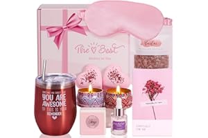 BAICAI Pamper Gifts for Women Birthday, Sleep & Relax Relaxation Bath Gifts Set for Her, Mum Self Care Pamper Hamper with Lavender Essential Oil, Bath bomb, Bath Salt, Soap, Candle, Wine Tumbler, Sleep Mask