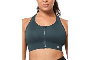 Yvette Soutien Gorge de Sport Col Haut Fermeture Avant Anti-Rayures Gros Seins Maintien Élevé Dos Nageur sans Armature