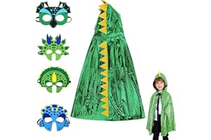 CARxlythic Halloween Dinosaurier Show Kostüm, Grün Kostüm Dino Kinder Drachenflügel Umhang mit Maske, für Jungen Mädchen Rollenspiel Karneval, Halloween Cosplay Party Themenparty, Geschenke
