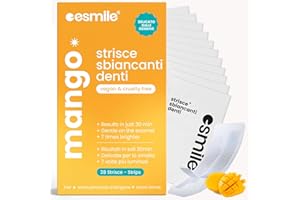 ESMILE - 28 Strisce Sbiancanti Denti a Frutta a gusto Mango,Trattamento Professionale a Casa, Rapido e Sicuro, 14 Trattamenti per la tua Igiene Orale