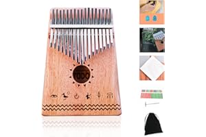 TODO Kalimba Daumenklavier 17 Tasten mit Mahagoni-Holz mit Stimmhammer und Fingerabdeckungen & mehr Lernanleitung, Geschenk für Kinder Erwachsene Anfänger