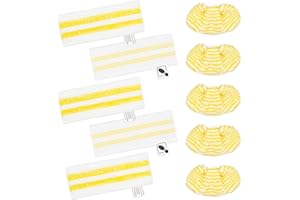 DLAIMI Lot de 10 Chiffons de Rechange en Microfibre Compatible avec Karcher Easyfix SC 1, SC 2, SC 3, SC 4, SC 5 Nettoyeurs Vapeur, 5 buses de sol et 5 buses manuelles en microfibre pour Kärcher