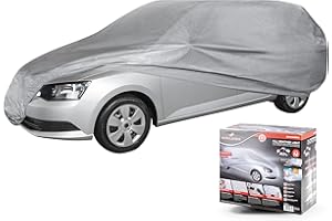 WALSER telo copriauto All Weather Light full garage combi taglia M grigio chiaro, antipolvere con protezione UV, attacco cintura rinforzato