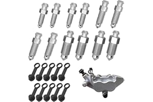 KAHAYBEALL 10 Pcs Vis Purge D'étrier Frein, Vis de Purge de Frein pour Motocyclette, Alliage Metall Creuses, Boulons M6x1, M7x1, M8x1,25, M10x1 et M10x1,25 avec Capuchons, Évitez les Fuites de Liquide de Frein