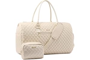 LOVEVOOK Bolsa de Viaje Mujer Bolsa Deporte con Compartimento para Calzado, Grande Travel Bag Fin de Semana, Impermeable Bolso Maternidad Maleta Bebe Hospital, Macuto Gimnasio Garment Duffel Bag Beige