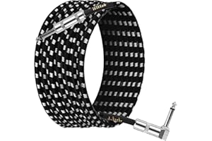 iLitLuk Cavo per Strumenti Cavo per Chitarra, 3 m, Jack da 6,35 mm, Dritto/90°, Cavo per Amplificatore con Rivestimento a Treccia di Nylon Resistente per Chitarra Elettrica, Basso Tastiera Elettronica