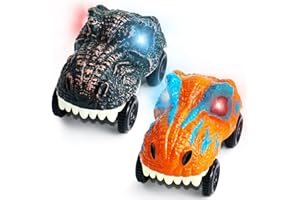 Fajiabao Voiture Dinosaure Jouet Enfant 3 Ans - Circuit Dinosaure Voiture Enfant, Dinausore Jouet avec Lumières Applique à Circuit Voiture Enfant Cadeaux Noel Enfant Garçon Fille 3 4 5 Ans