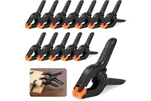 OSDUE Nylonowe zaciski sprężynowe, 7,6 cm, bardzo wytrzymałe o dodatkowej mocy, zestaw zacisków sprężynowych z ruchomymi szczękami, zaciski muślinowe, plastikowe zaciski do obróbki drewna, fotografii