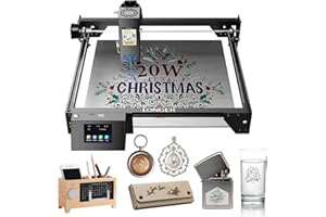 Longer RAY5 Laser Graviermaschine, 20W Laser-Ausgangsleistung, 3,5“ Farb-Touchscreen, Offline-Steuerung über App, Gravurwerkzeug für Metall/Glas/Holz, Arbeitsbereich 400x365mm